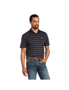 Camisa Polo Ariat Ombre Stripe Ftd Negros | FOA045976