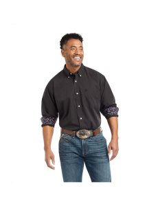 Camisas De Traje Ariat Wrinkle Free Solid Pinpoint Oxford Classic Fit Negros | HBP643875