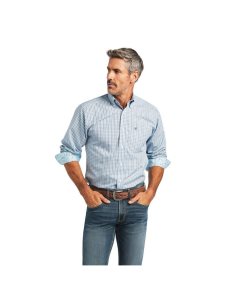 Camisas De Traje Ariat Wrinkle Free Yair Fitted Azules | ETF812345