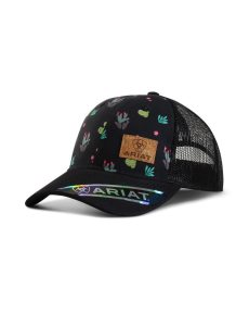 Gorras Ariat Cactus print black Negros | VEJ972318