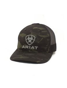 Gorras Ariat Stacked Logo Negros Camuflados | LYJ971204