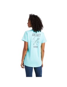 Ropa De Trabajo Ariat Rebar Algodon Strong Wrench Estampados T Shirts Turquesa Claro Azules | PBQ824053