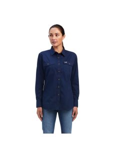 Ropa De Trabajo Ariat Rebar Washed Twill Trabajo Shirts Azul Marino | LDT941503