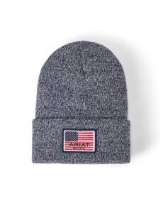 Sombreros Ariat Rebar American Flag Patch Beanie Azul Marino | KLN973065