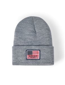 Sombreros Ariat Rebar American Flag Patch Beanie Grises | MPG701439