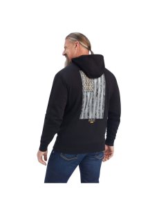 Sudadera Con Capucha Ariat Rebar Workman Reflective Flag Full Zip Negros | KGX507139