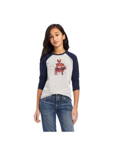 Tops Ariat REAL Farm Grises Azul Marino | YUT136507
